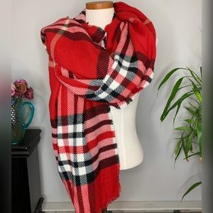 Red Plaid Blanket Scarf